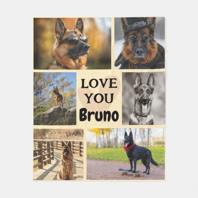 Custom Dog Photo Pet Throw with Name Memorial Gift Fleecedecke (Vorderseite)