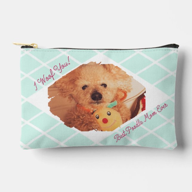 Custom Dog Photo Pouch | Best Poodle Mom Ever Gift Zubehörtasche (Vorderseite)