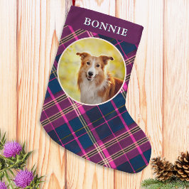 Custom Dog Photo Tartan Plaid Patterned Pet Decor Kleiner Weihnachtsstrumpf