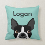 Custom Dog Pillow Boston Terrier Pet individuell a Kissen<br><div class="desc">Niedlich Funny boston Terrier Kissenname individuell anpassbar</div>