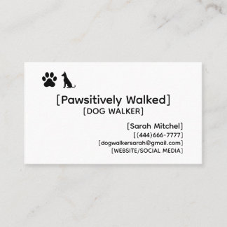 Custom Dog Walker and Dog Groomer Business Cards Visitenkarte