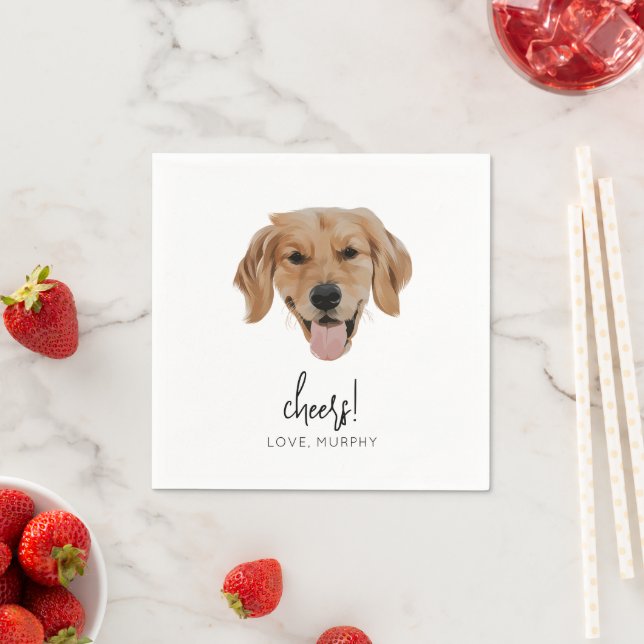 Custom Dog Wedding Cocktail Napkins Cheers Moderne Serviette (Beispiel)