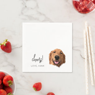 Custom Dog Wedding Cocktail Napkins Cheers Moderne Serviette
