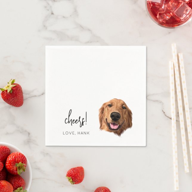 Custom Dog Wedding Cocktail Napkins Cheers Moderne Serviette (Beispiel)