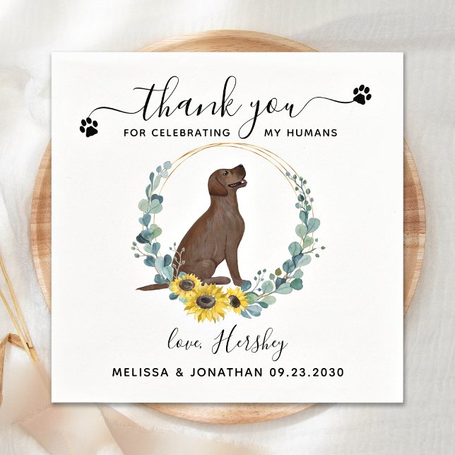 Custom Dog Wedding Danke Labrador Cocktail Serviette (Von Creator hochgeladen)