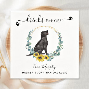 Custom Dog Wedding Drinks auf Me Black Lab Cocktai Serviette