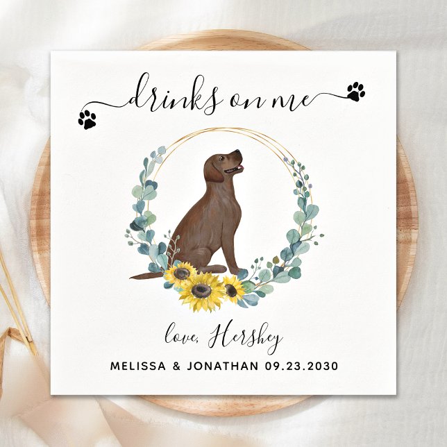 Custom Dog Wedding Drinks auf Me Labrador Cocktail Serviette (Von Creator hochgeladen)