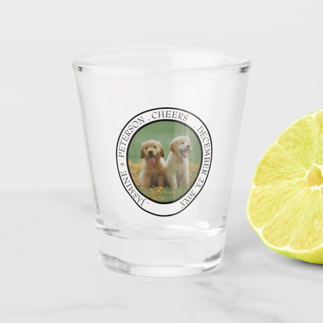 Custom Dog Wedding Favor Dog of Honor Photo cheers Schnapsglas (Vorderseite)