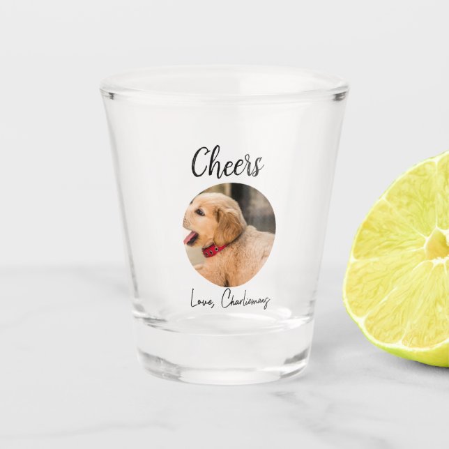 Custom Dog Wedding Favor Dog of Honor Photo cheers Schnapsglas (Vorderseite)