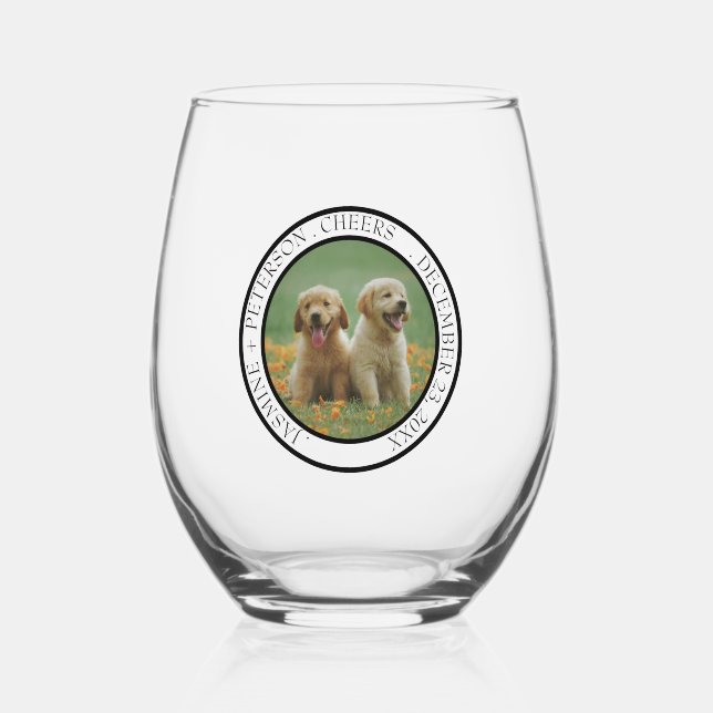 Custom Dog Wedding Favor Dog of Honor Photo cheers Weinglas Ohne Stiel (Vorderseite)
