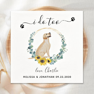 Custom Dog Wedding I do to Gelbe Labrador Cocktail Serviette