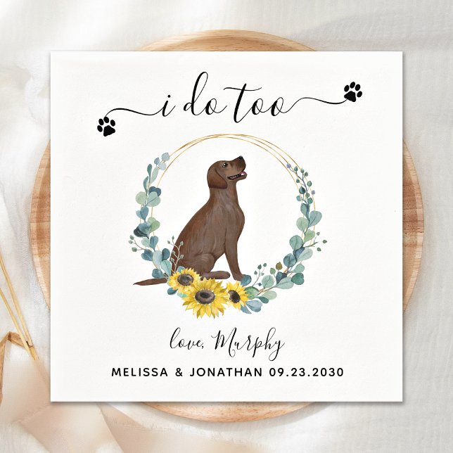 Custom Dog Wedding I do to Labrador Cocktail Serviette (Von Creator hochgeladen)