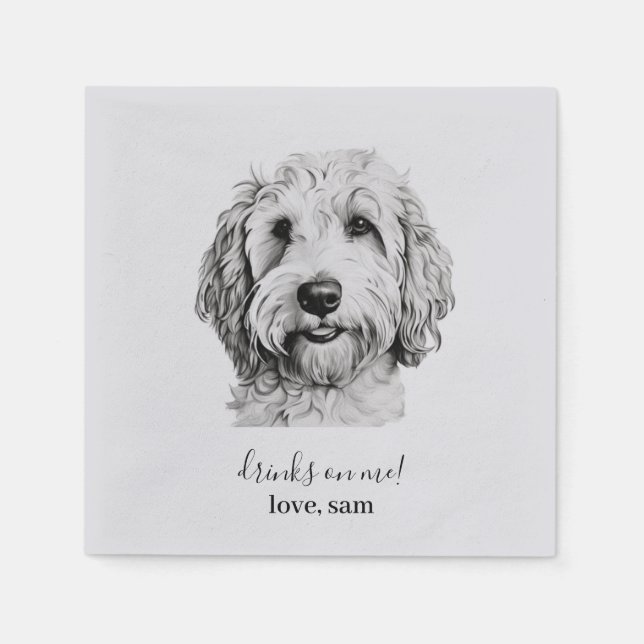 Custom Dog Wedding Napkin | Golden Doodle Serviette (Vorderseite)