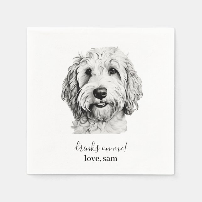 Custom Dog Wedding Napkin | Golden Doodle Serviette (Vorderseite)