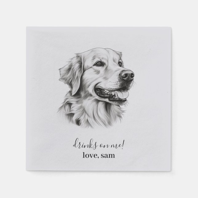 Custom Dog Wedding Napkin | Golden Retriever Serviette (Vorderseite)