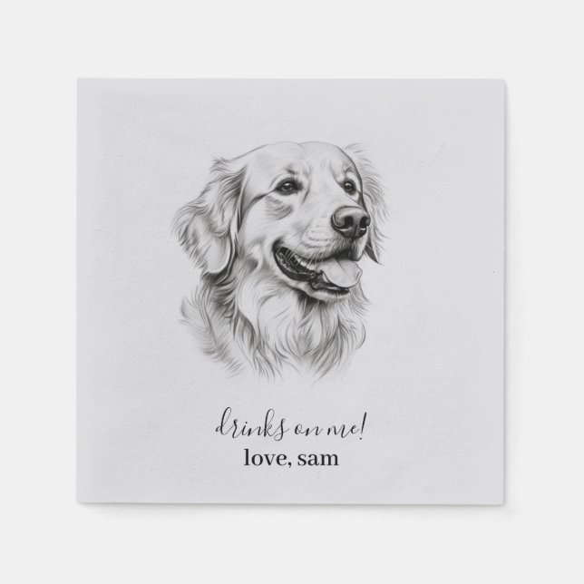 Custom Dog Wedding Napkin | Golden Retriever Serviette (Vorderseite)