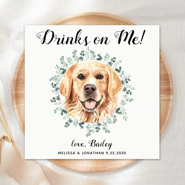 Custom Dog Wedding Open Bar Golden Retriever Serviette (Von Creator hochgeladen)
