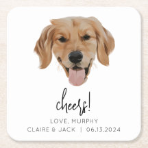 Custom Dog Wedding Paper Untersetzer Cheers Modern