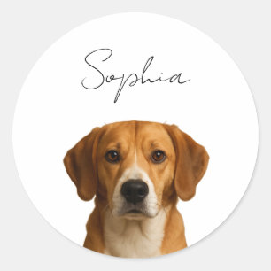 Custom Dog Weihnachten   Personalisiertes Pet-Foto Runder Aufkleber