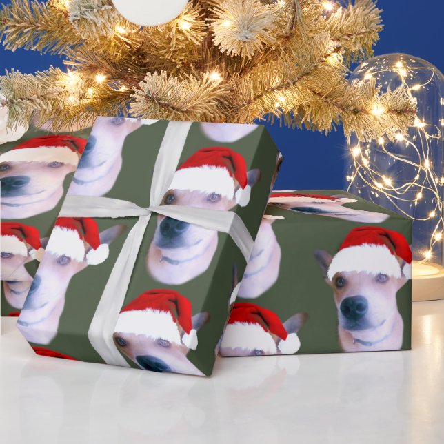 Custom Dog Weihnachts-Foto Geschenkpapier (Feiertage)