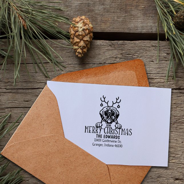Custom Dog Weihnachts-Rücksendeadresse Gummistempel (Von Creator hochgeladen)