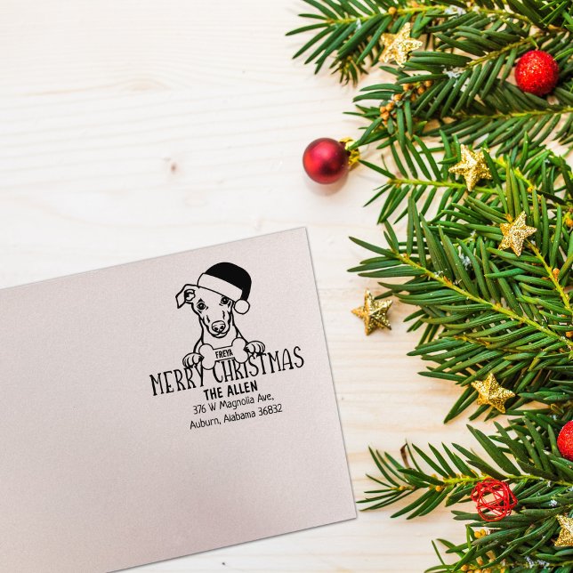 Custom Dog Weihnachts-Rücksendeadresse Gummistempel (Von Creator hochgeladen)