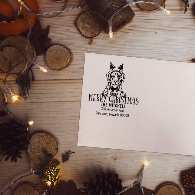 Custom Dog Weihnachts-Rücksendeadresse Gummistempel (Von Creator hochgeladen)