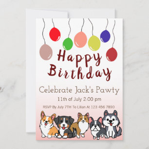 Custom-Dog Welpe Geburtstagsparty Einladung