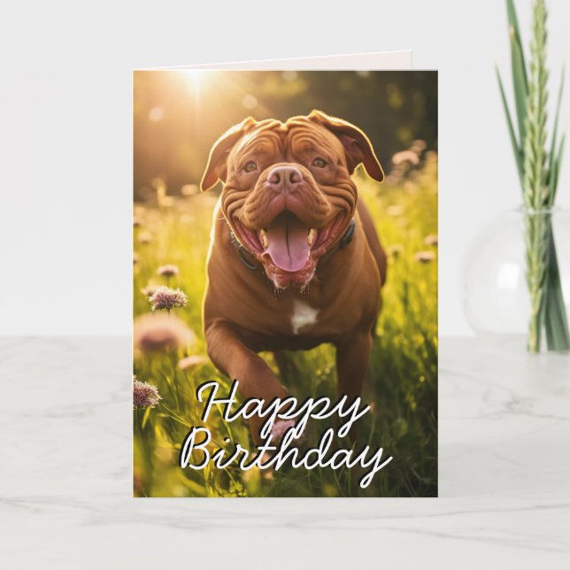 Custom Dogue de Bordeaux Happy Birthday Card Dankeskarte (Vorderseite)