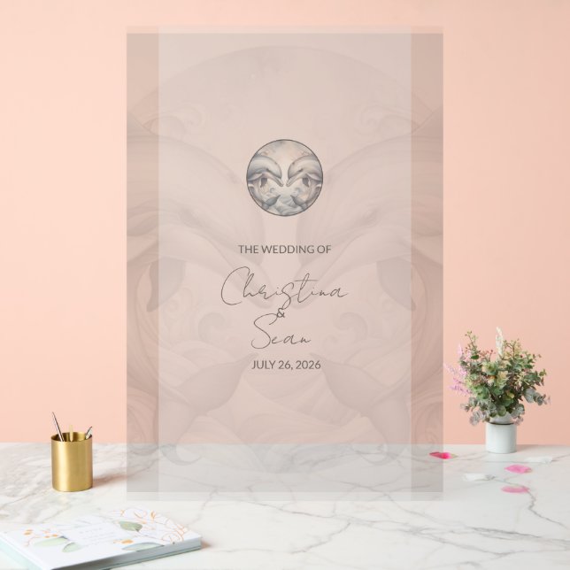 Custom Dolphin Theme Wedding Sign Acrylschild (Hochzeit)