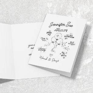 Custom Doodle Moderner Ballon Geburtstag geklappt Karte