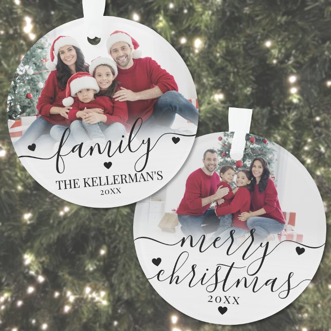 Custom Doppelseitenfamilie Zwei Fotos Weihnachten Ornament (Custom Double Sided Family Two Photo Christmas Ornament )