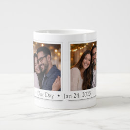 Custom Double Polaroid Photo Mug with Date Jumbo-Tasse