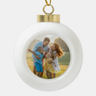 Custom Double Sided Family Two Photo Christmas Cer Keramik Kugel-Ornament