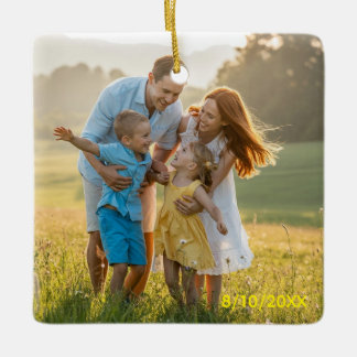 Custom Double Sided Family Two Photo Christmas Cer Keramikornament