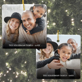 Custom Double Sided Family Two Photo Christmas Keramikornament