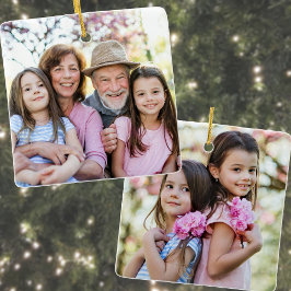 Custom Double Sided Family Two Photo Christmas Keramikornament