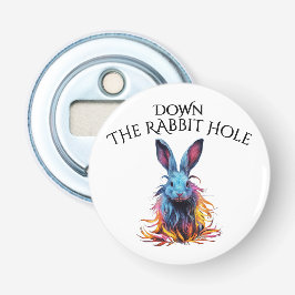 Custom Down Down Rabbit Hole Blue Bunny Flaschenöffner
