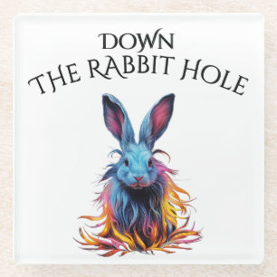 Custom Down Down Rabbit Hole Blue Bunny Glasuntersetzer