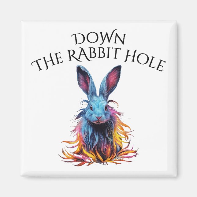 Custom Down Down Rabbit Hole Blue Bunny Magnet (Vorne)