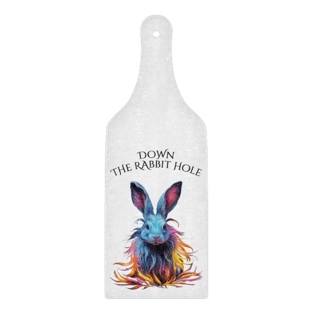 Custom Down Down Rabbit Hole Blue Bunny Schneidebrett (Vorderseite)
