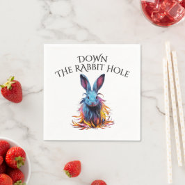 Custom Down Down Rabbit Hole Blue Bunny Serviette