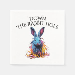 Custom Down Down Rabbit Hole Blue Bunny Serviette
