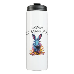 Custom Down Down Rabbit Hole Blue Bunny Thermosbecher