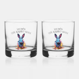 Custom Down Down Rabbit Hole Blue Bunny Whiskyglas
