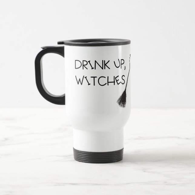 Custom DRINK UP WITCHES Broom Funny Geschenk Ästhe Reisebecher (Links)