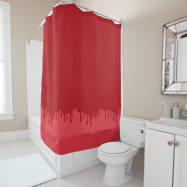 Custom Dripping Tomato Red Gloss Shower Curtain Duschvorhang (Beispiel)