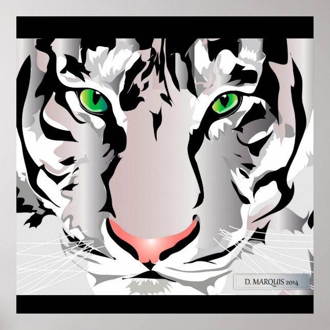CUSTOM-DRUCK- TIGER-WHITE/GRAU POSTER (Vorne)