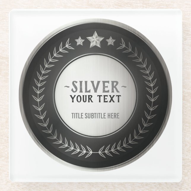 CUSTOM DRUCKDIY MEDAL Silbermeister EDITABLE Glasuntersetzer (Vorderseite)