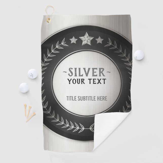 CUSTOM DRUCKDIY MEDAL Silbermeister EDITABLE Golfhandtuch (Insitu)